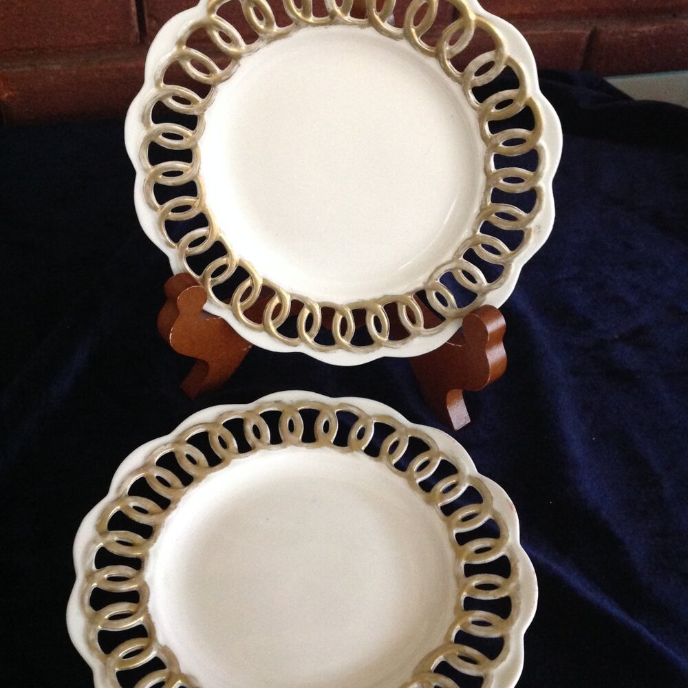 Pair of White & Gold Decorative Plates